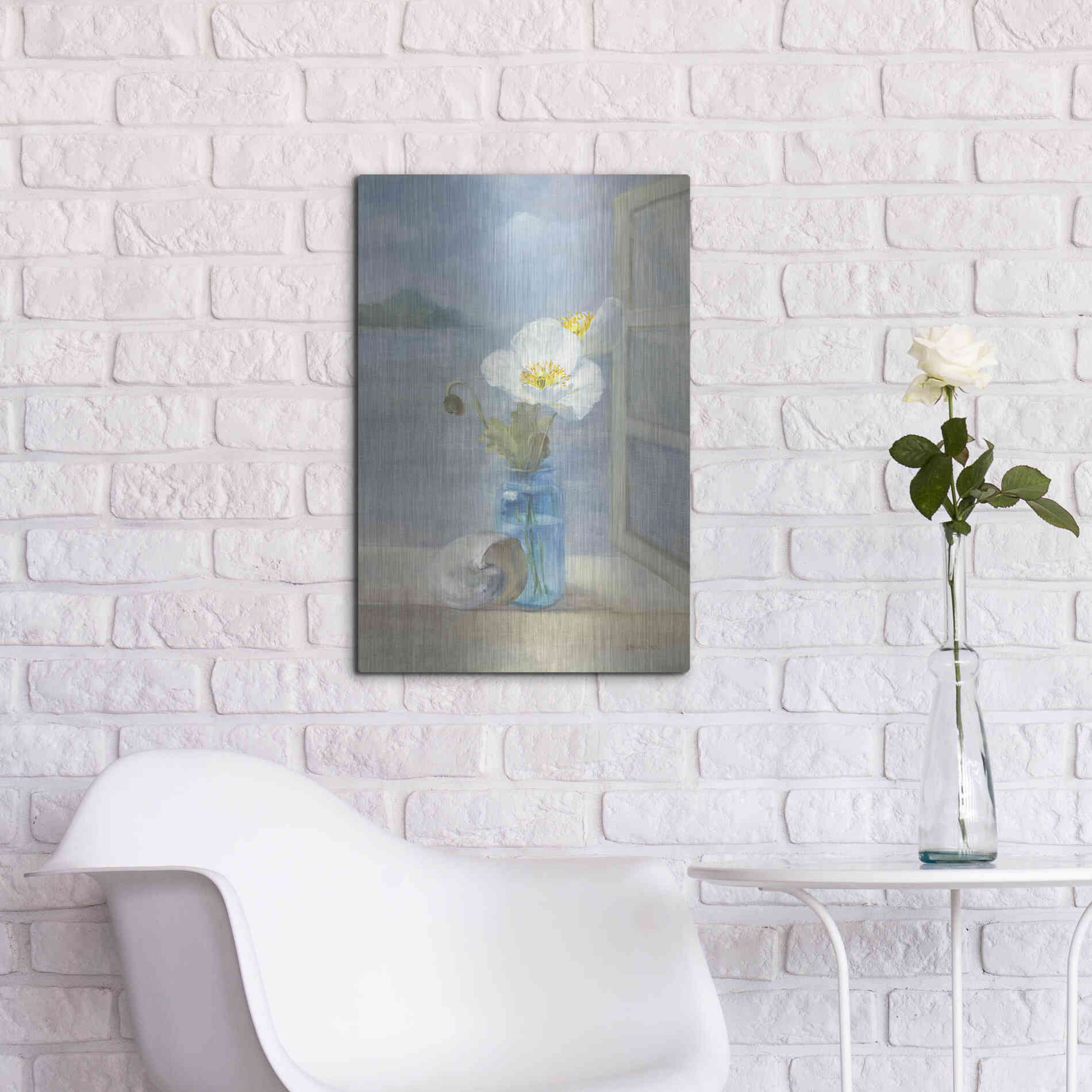 Luxe Metal Art 'Coastal Florals II' by Danhui Nai, Metal Wall Art,16x24