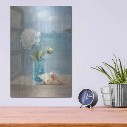 Luxe Metal Art 'Coastal Florals I' by Danhui Nai, Metal Wall Art,12x16