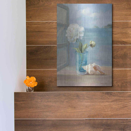 Luxe Metal Art 'Coastal Florals I' by Danhui Nai, Metal Wall Art,12x16