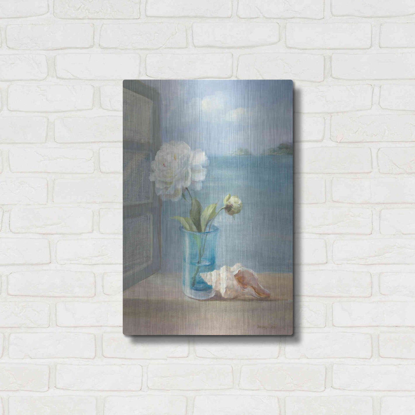 Luxe Metal Art 'Coastal Florals I' by Danhui Nai, Metal Wall Art,16x24