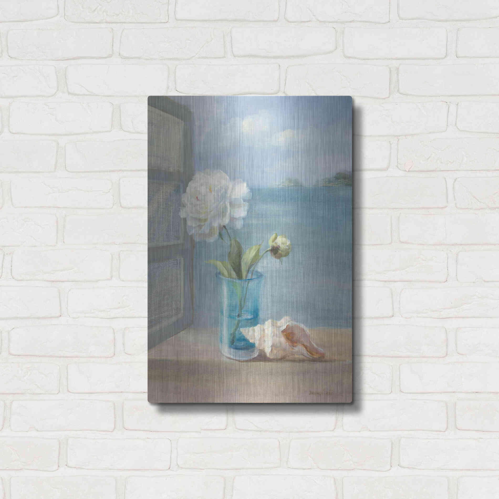 Luxe Metal Art 'Coastal Florals I' by Danhui Nai, Metal Wall Art,16x24