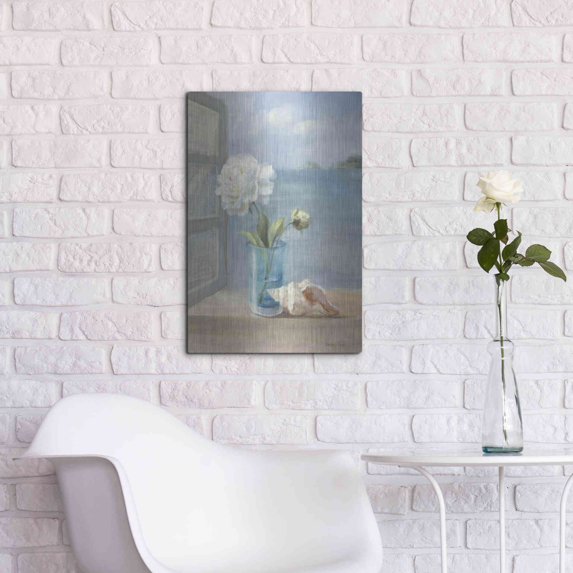 Luxe Metal Art 'Coastal Florals I' by Danhui Nai, Metal Wall Art,16x24