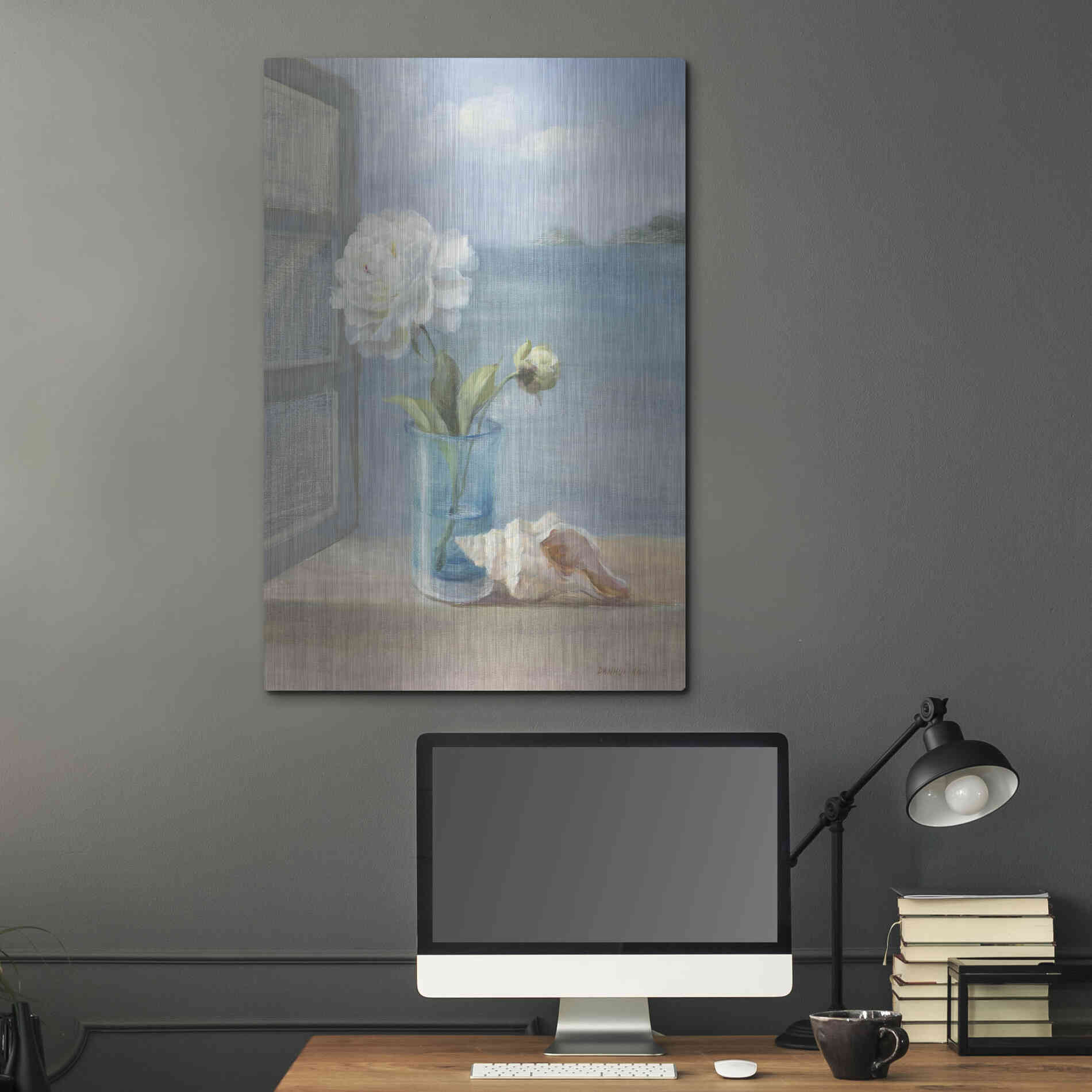 Luxe Metal Art 'Coastal Florals I' by Danhui Nai, Metal Wall Art,24x36