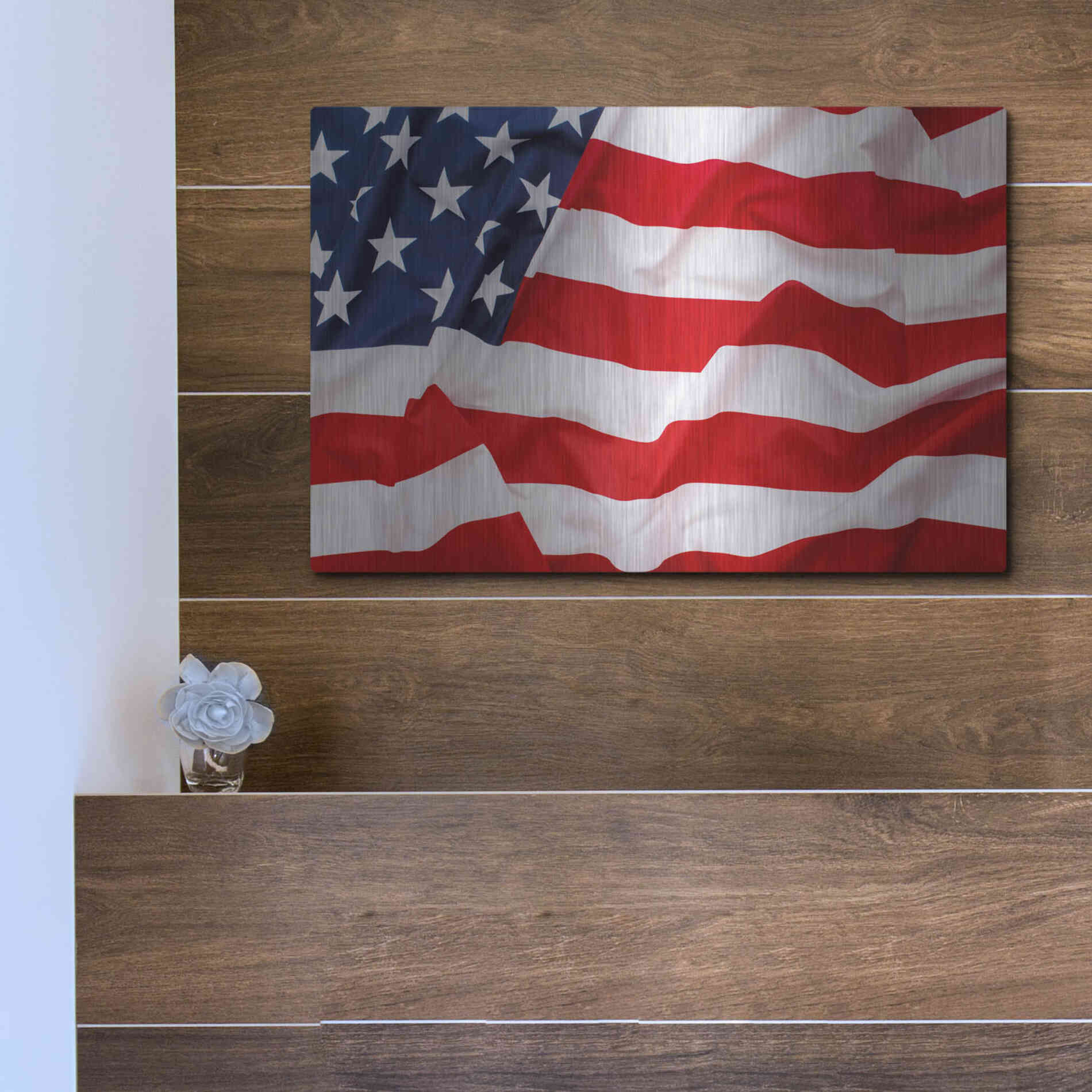 Luxe Metal Art 'Flag of the United States of America' by Luxe Portfolio, Metal Wall Art,16x12