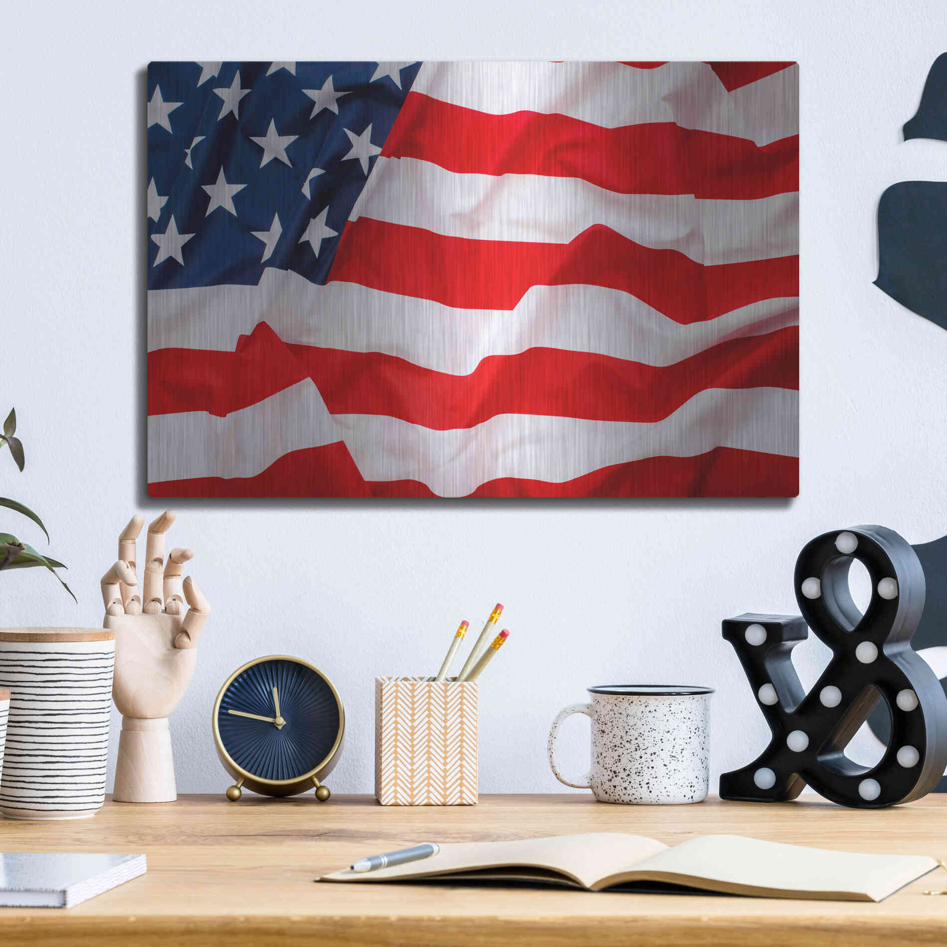 Luxe Metal Art 'Flag of the United States of America' by Luxe Portfolio, Metal Wall Art,16x12