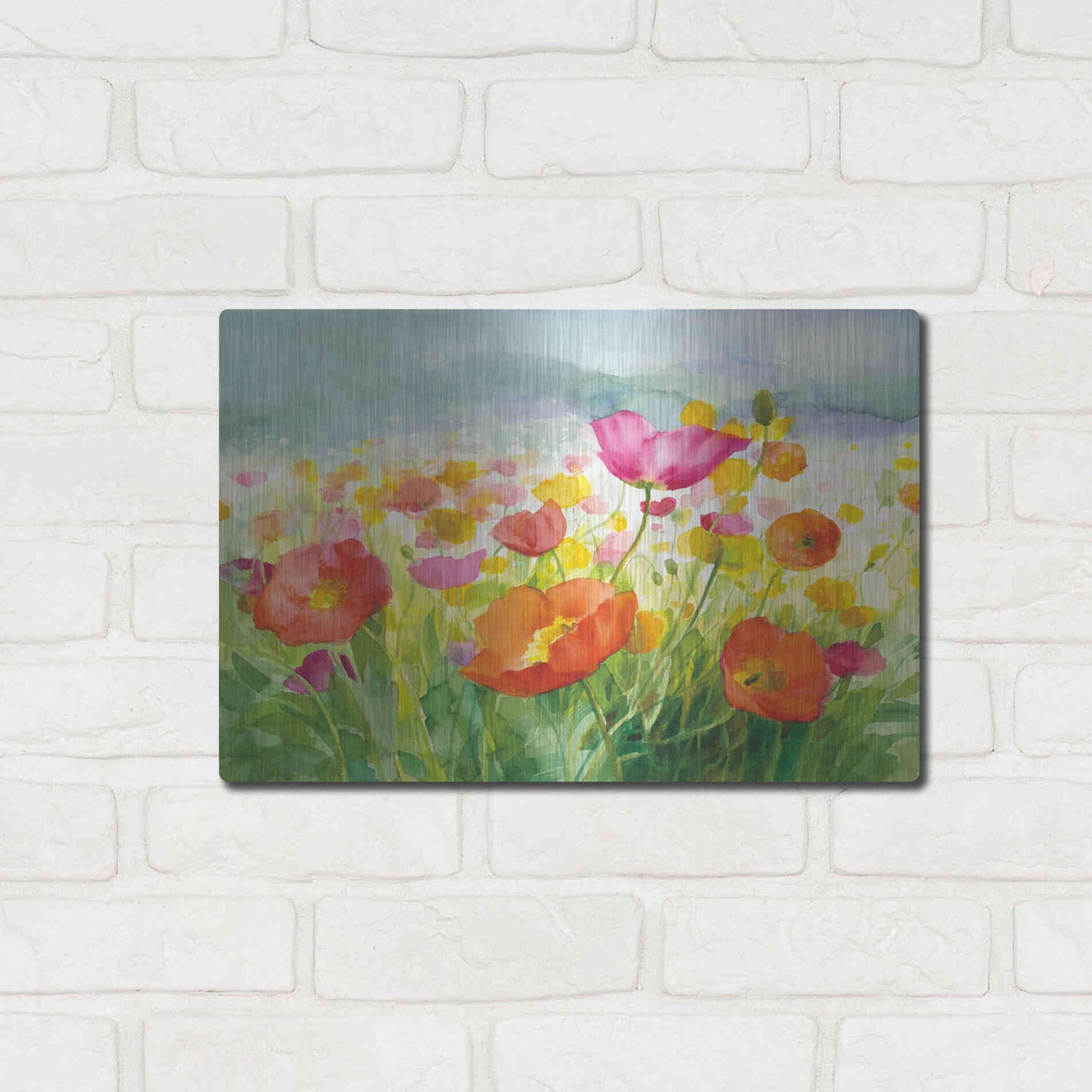 Luxe Metal Art 'Meadow Poppies' by Danhui Nai, Metal Wall Art,16x12