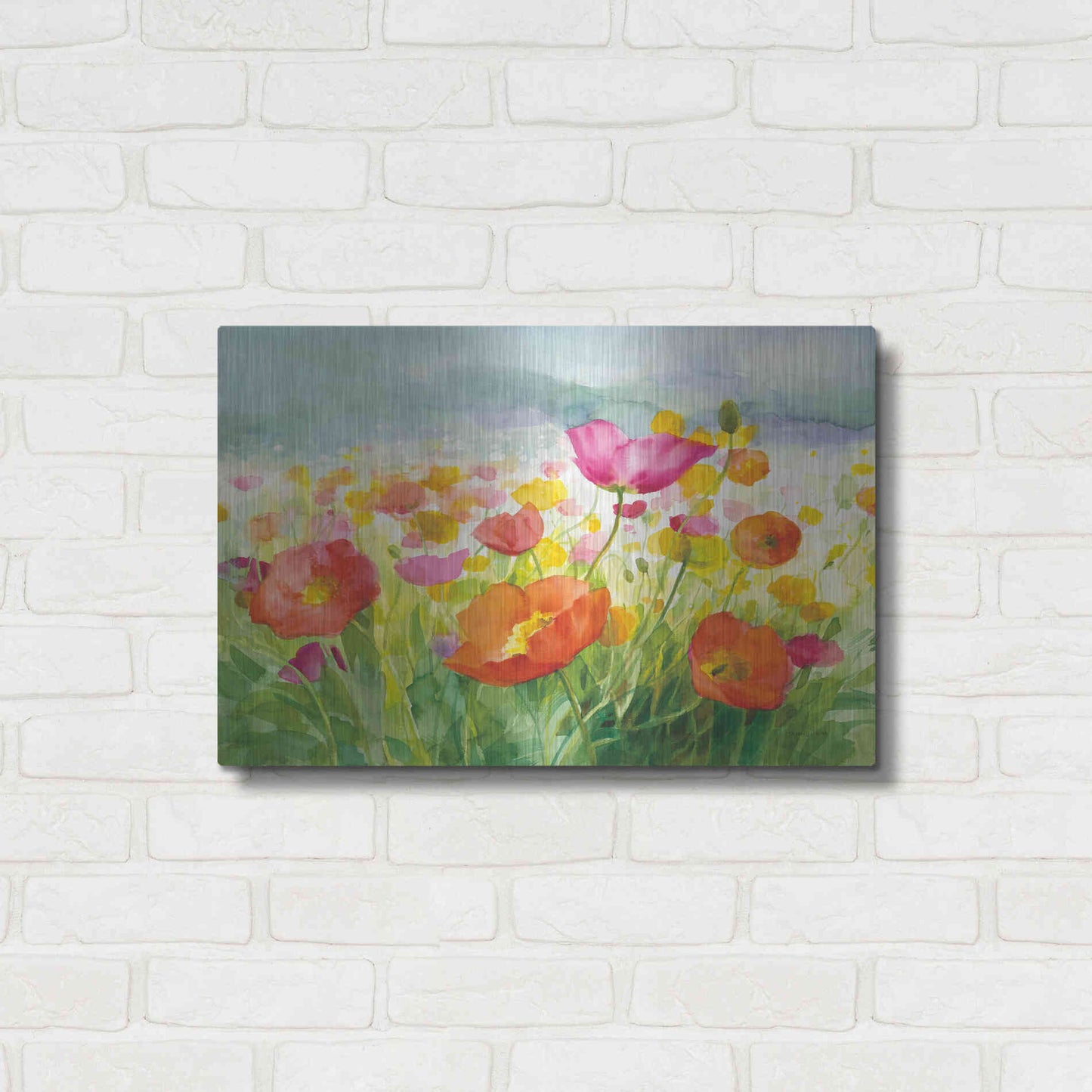 Luxe Metal Art 'Meadow Poppies' by Danhui Nai, Metal Wall Art,24x16