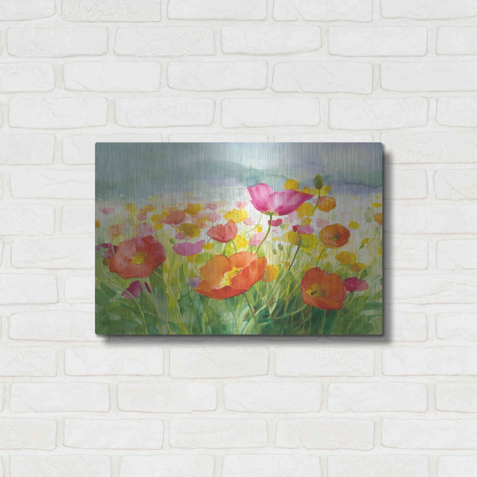 Luxe Metal Art 'Meadow Poppies' by Danhui Nai, Metal Wall Art,24x16