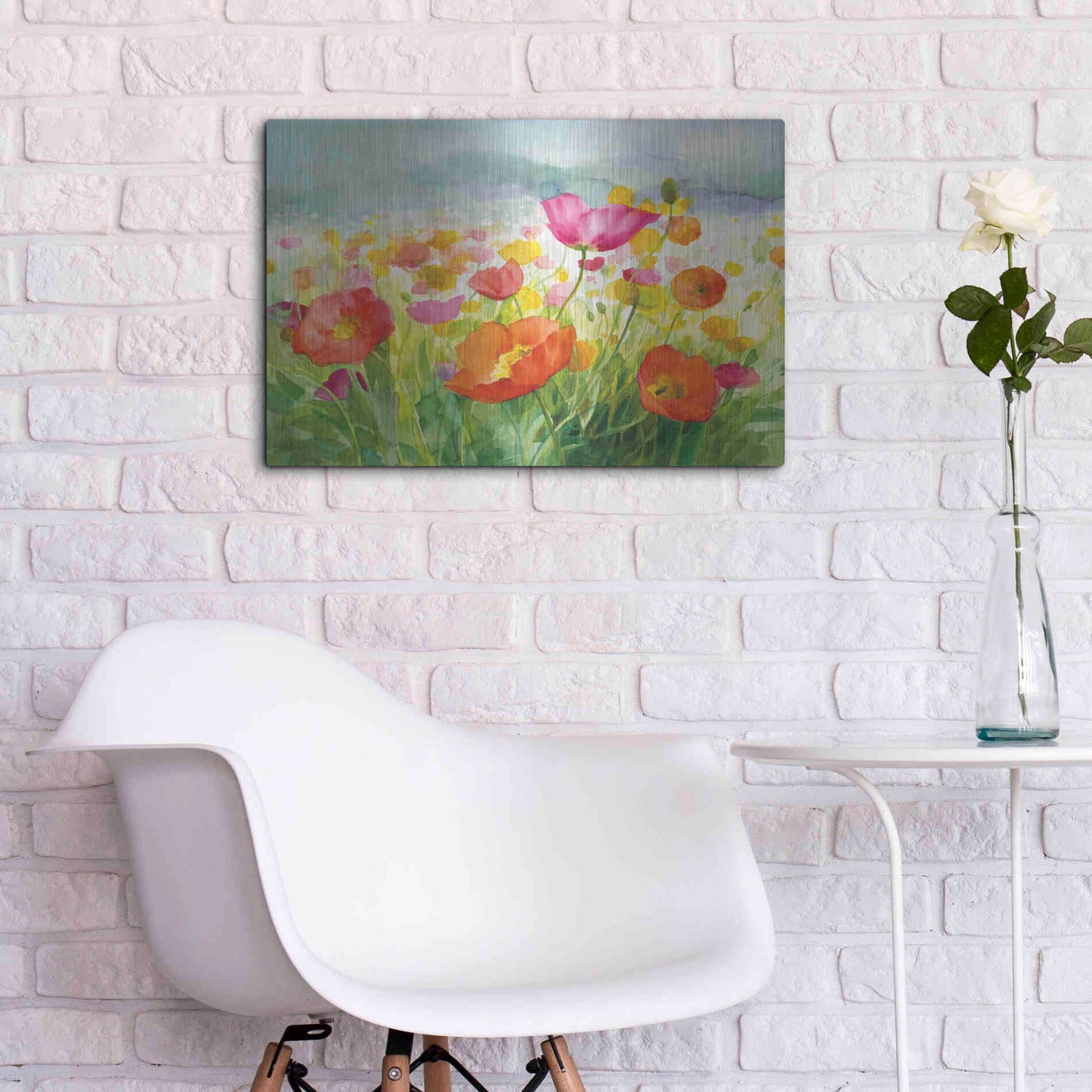 Luxe Metal Art 'Meadow Poppies' by Danhui Nai, Metal Wall Art,24x16