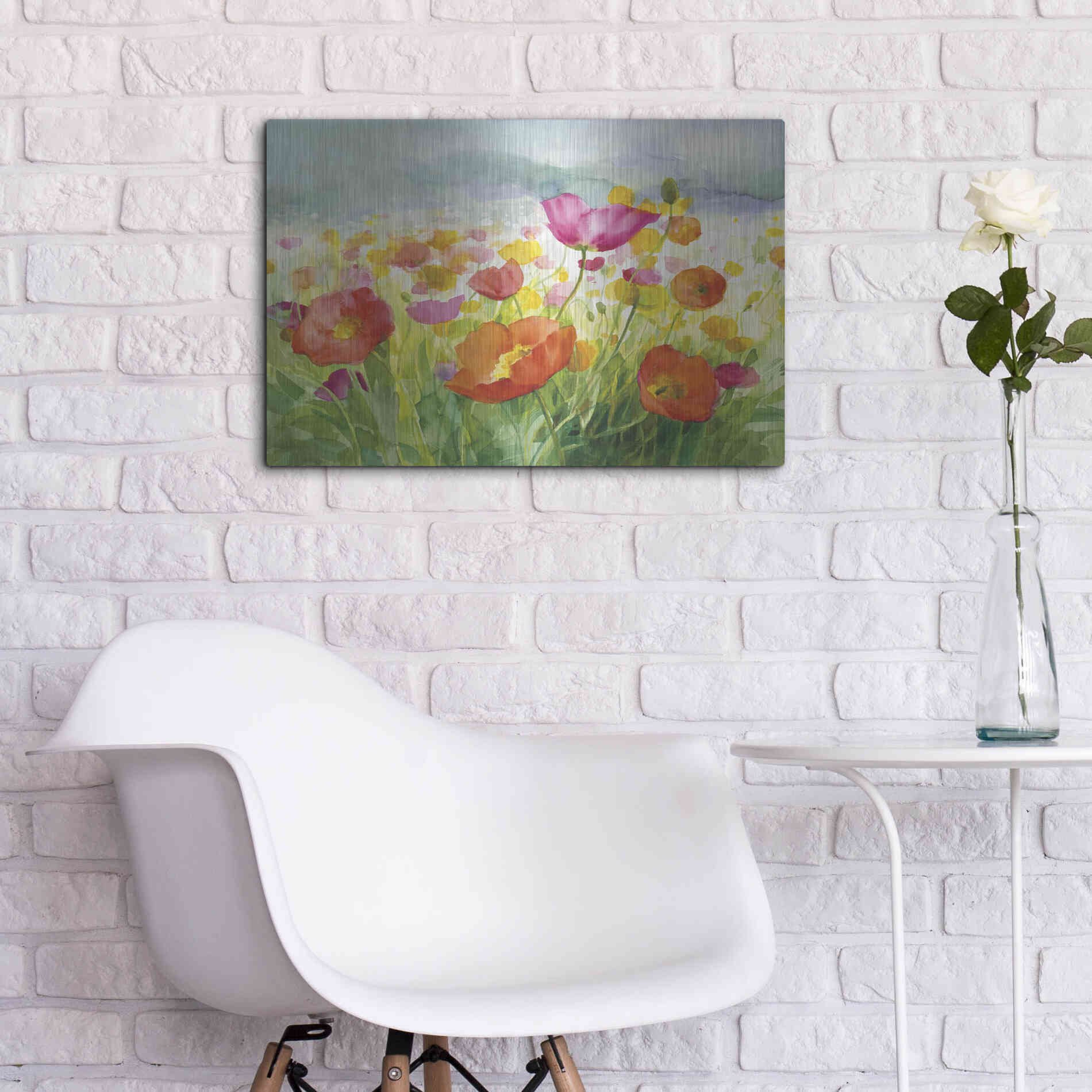 Luxe Metal Art 'Meadow Poppies' by Danhui Nai, Metal Wall Art,24x16