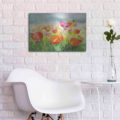 Luxe Metal Art 'Meadow Poppies' by Danhui Nai, Metal Wall Art,24x16