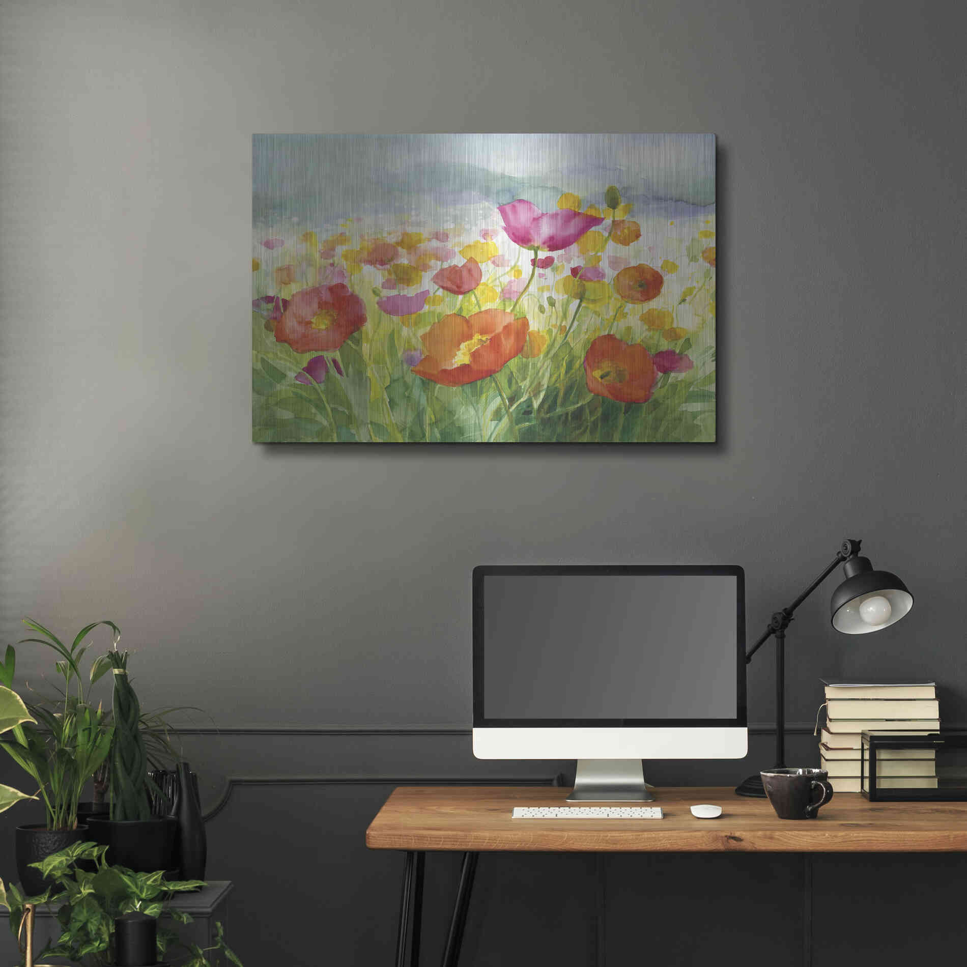 Luxe Metal Art 'Meadow Poppies' by Danhui Nai, Metal Wall Art,36x24