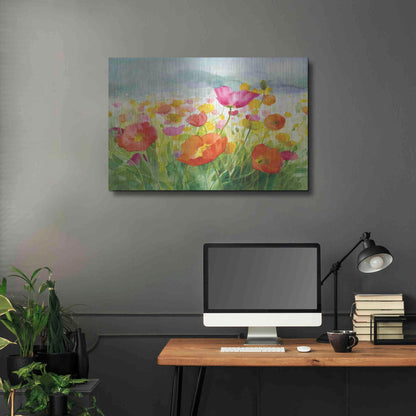 Luxe Metal Art 'Meadow Poppies' by Danhui Nai, Metal Wall Art,36x24