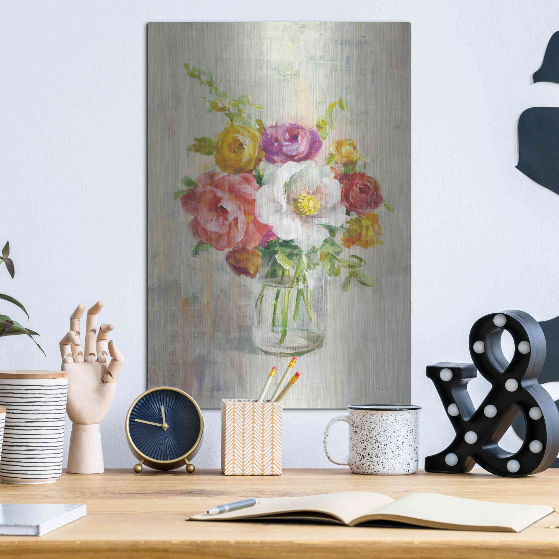 Luxe Metal Art 'Summer Treasures I Crop' by Danhui Nai, Metal Wall Art,12x16