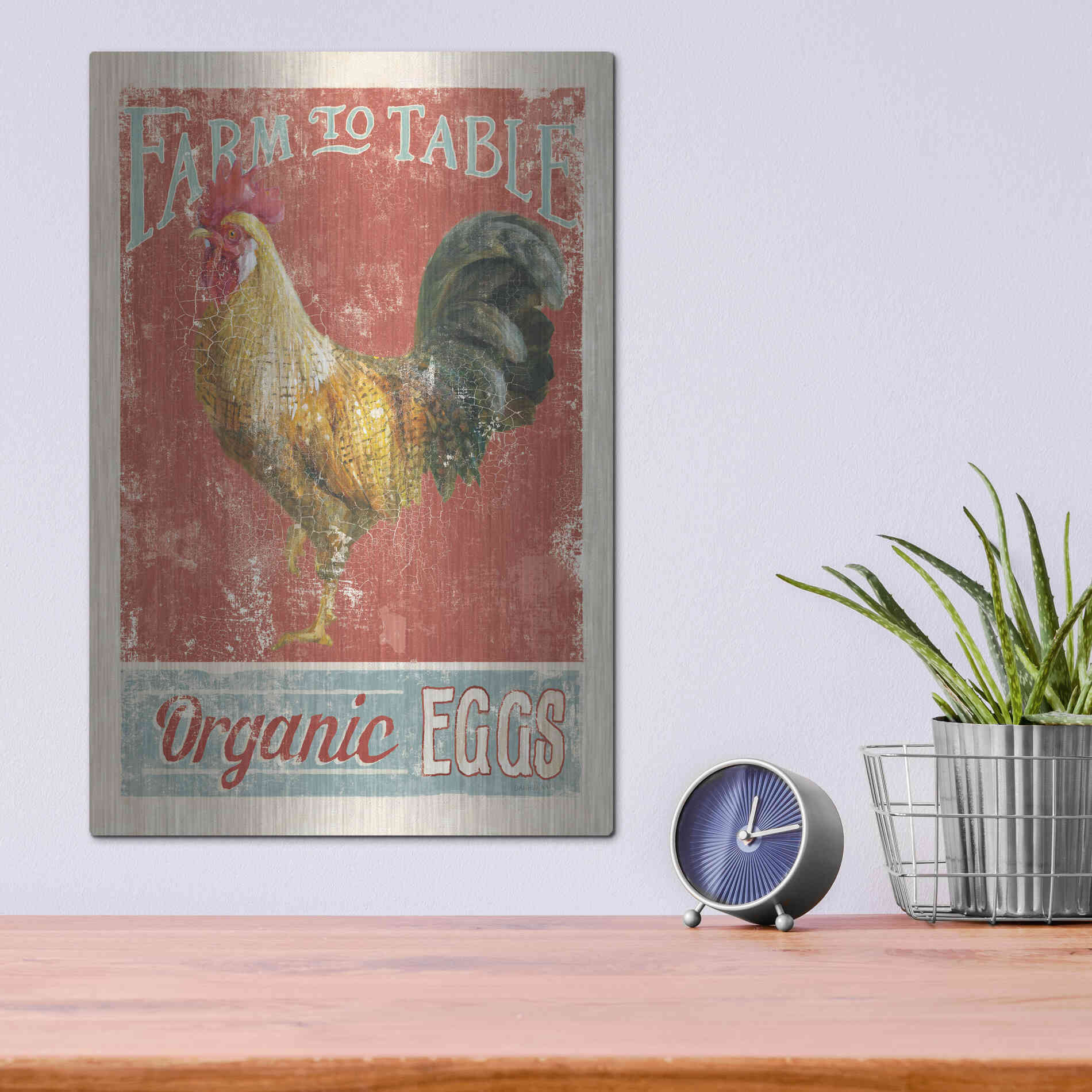 Luxe Metal Art 'Farm Nostalgia V' by Danhui Nai, Metal Wall Art,12x16