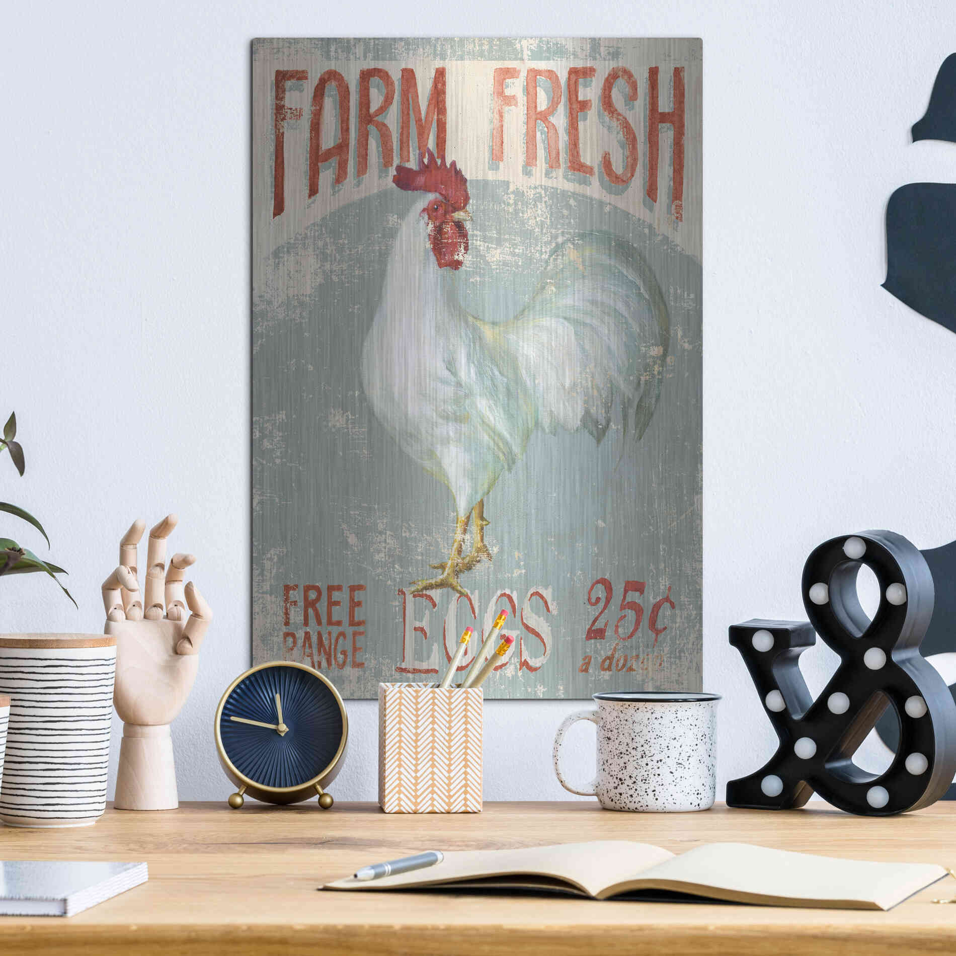 Luxe Metal Art 'Farm Nostalgia III' by Danhui Nai, Metal Wall Art,12x16