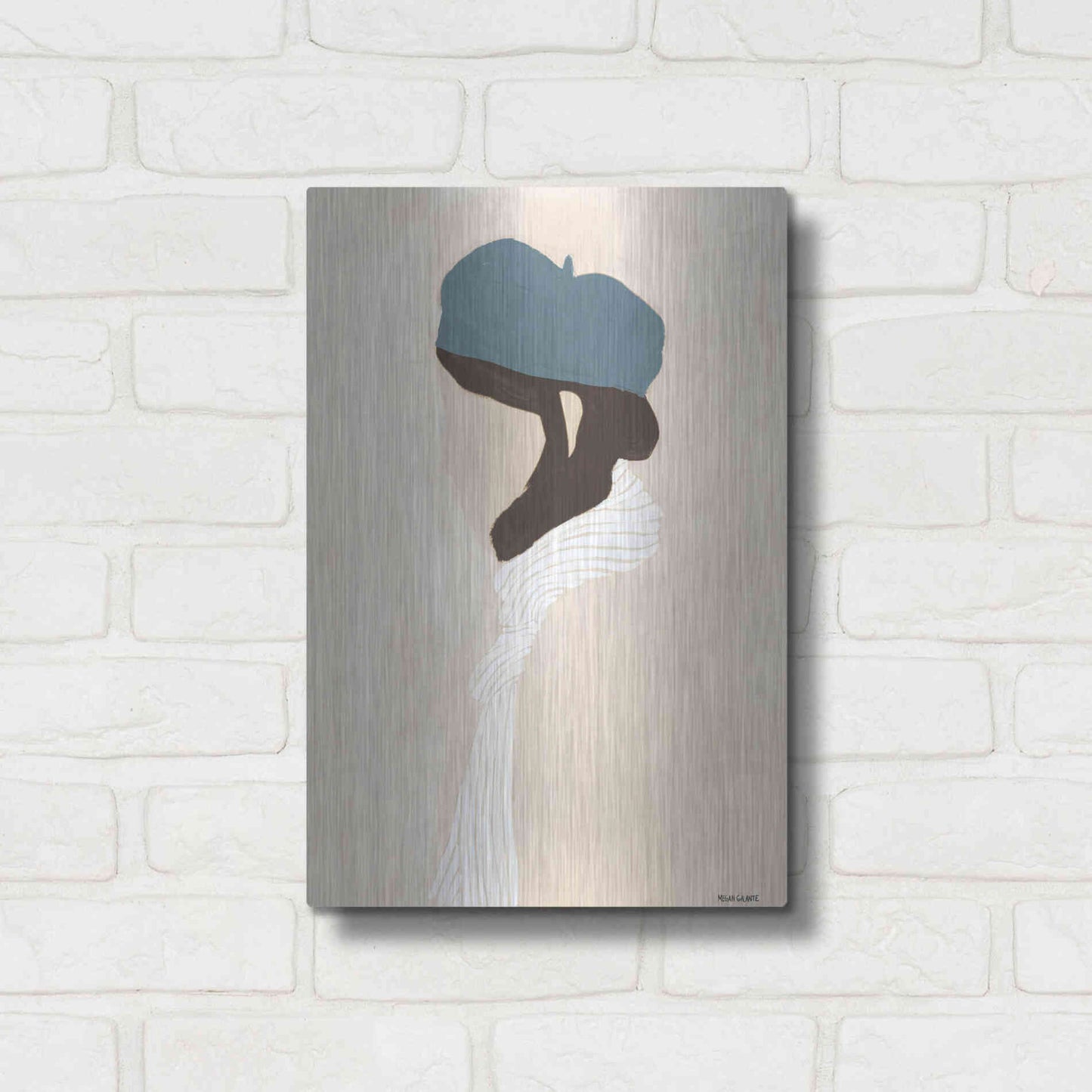 Luxe Metal Art 'Blue Beret' by Megan Galante, Metal Wall Art,12x16