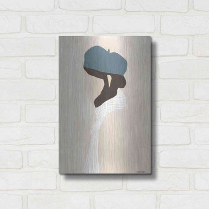 Luxe Metal Art 'Blue Beret' by Megan Galante, Metal Wall Art,12x16