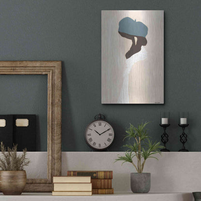 Luxe Metal Art 'Blue Beret' by Megan Galante, Metal Wall Art,12x16