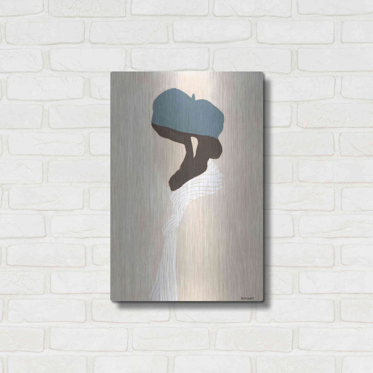 Luxe Metal Art 'Blue Beret' by Megan Galante, Metal Wall Art,16x24