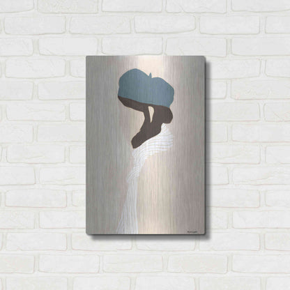 Luxe Metal Art 'Blue Beret' by Megan Galante, Metal Wall Art,16x24