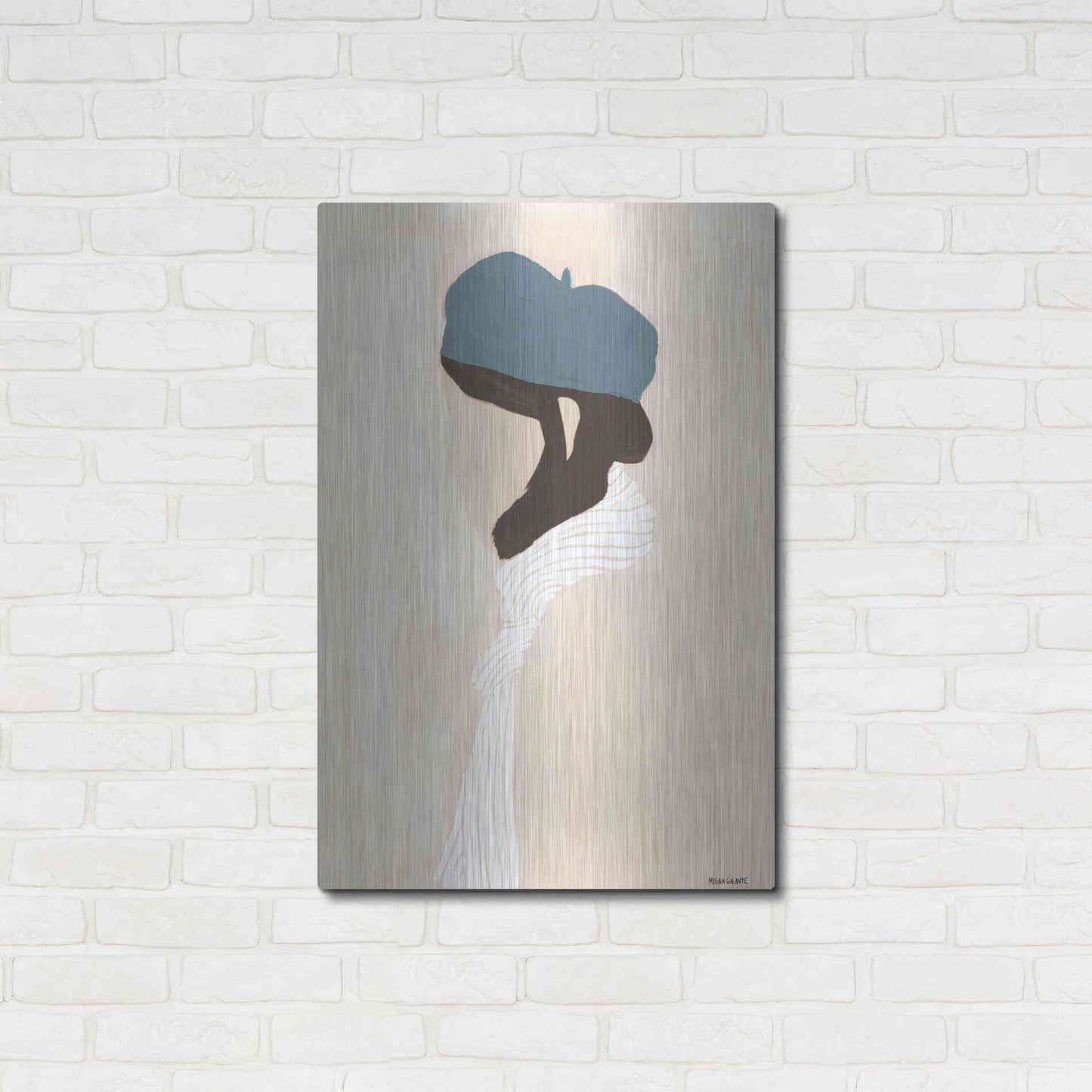 Luxe Metal Art 'Blue Beret' by Megan Galante, Metal Wall Art,24x36