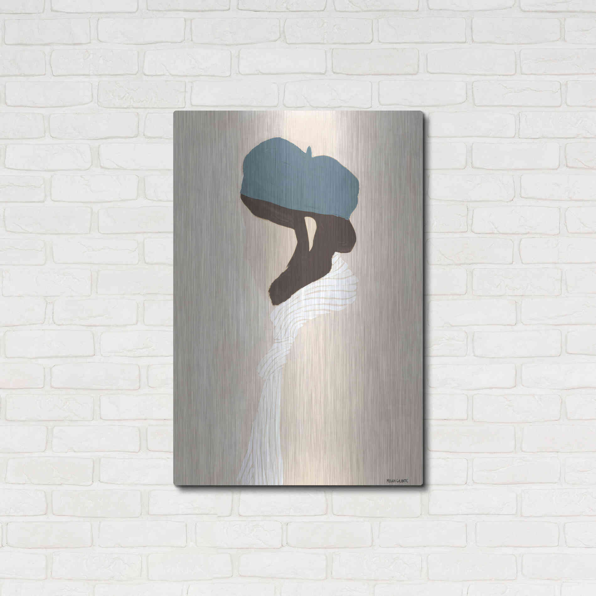 Luxe Metal Art 'Blue Beret' by Megan Galante, Metal Wall Art,24x36