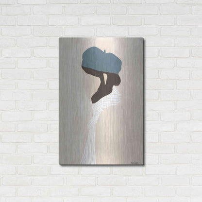 Luxe Metal Art 'Blue Beret' by Megan Galante, Metal Wall Art,24x36