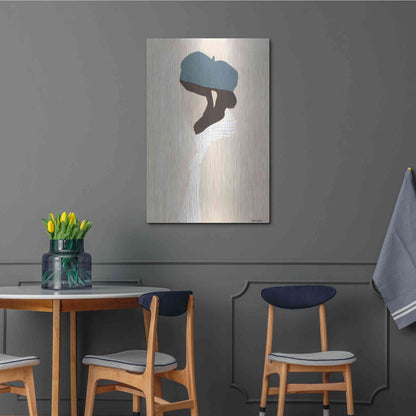 Luxe Metal Art 'Blue Beret' by Megan Galante, Metal Wall Art,24x36