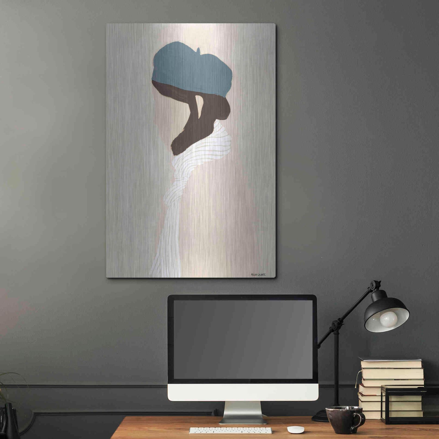 Luxe Metal Art 'Blue Beret' by Megan Galante, Metal Wall Art,24x36