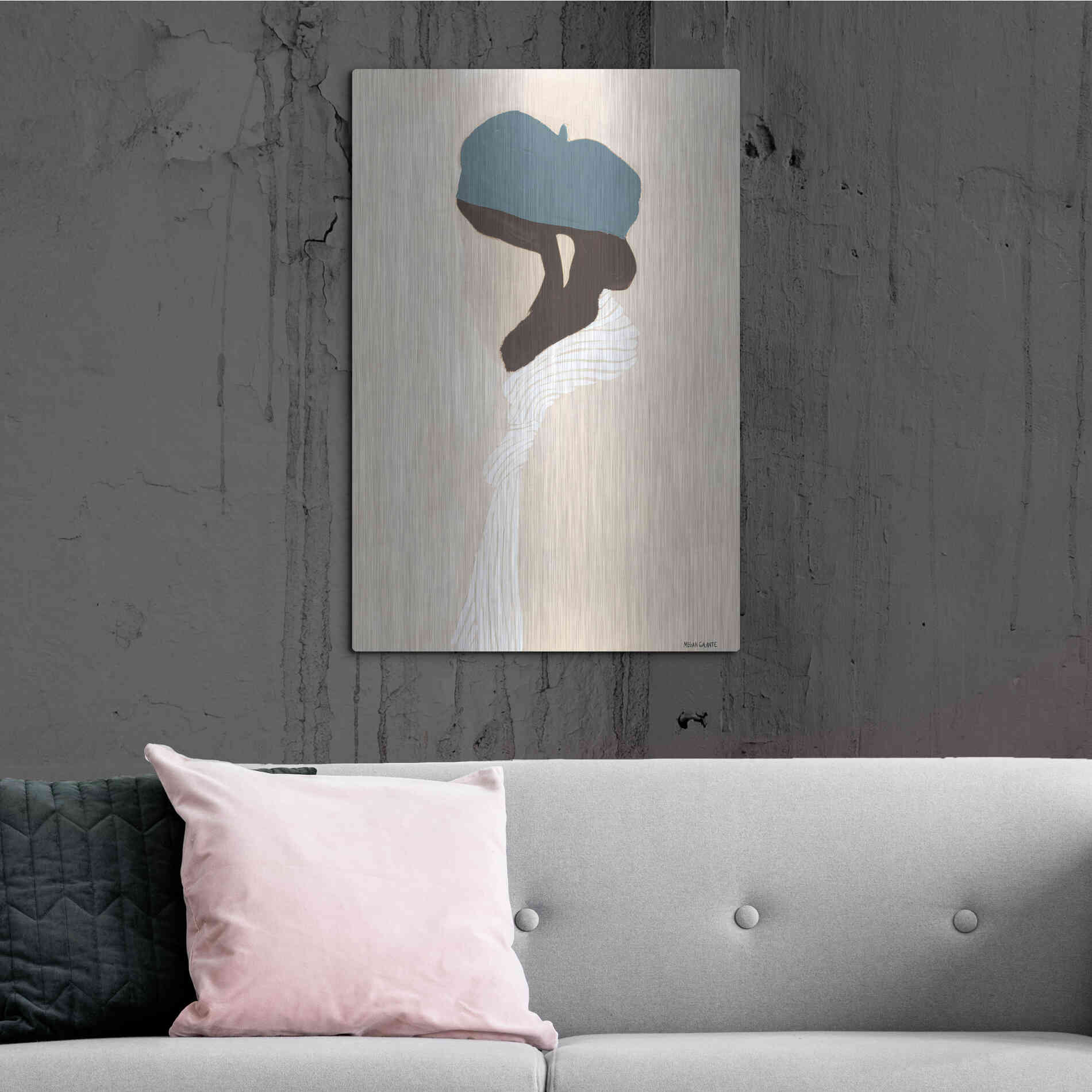 Luxe Metal Art 'Blue Beret' by Megan Galante, Metal Wall Art,24x36