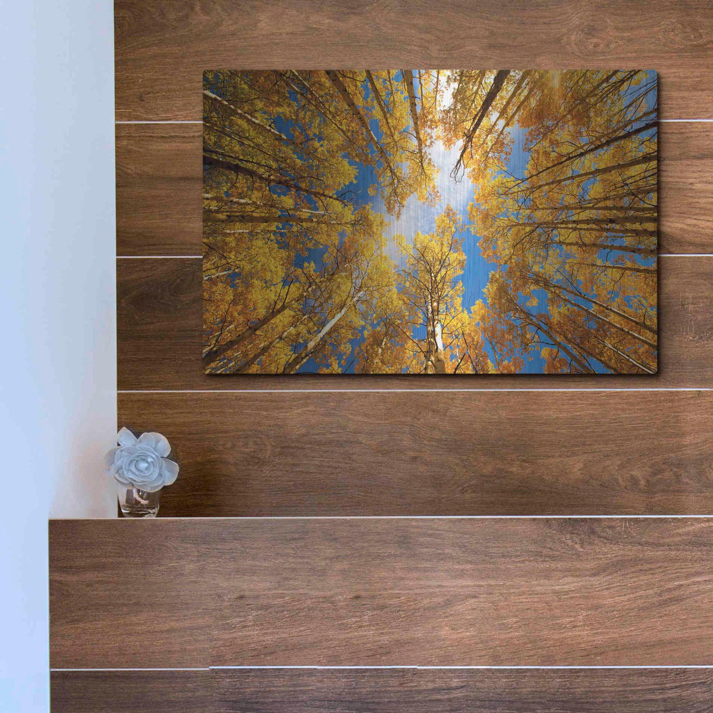 Luxe Metal Art 'Towering Aspens' by Darren White, Metal Wall Art,16x12