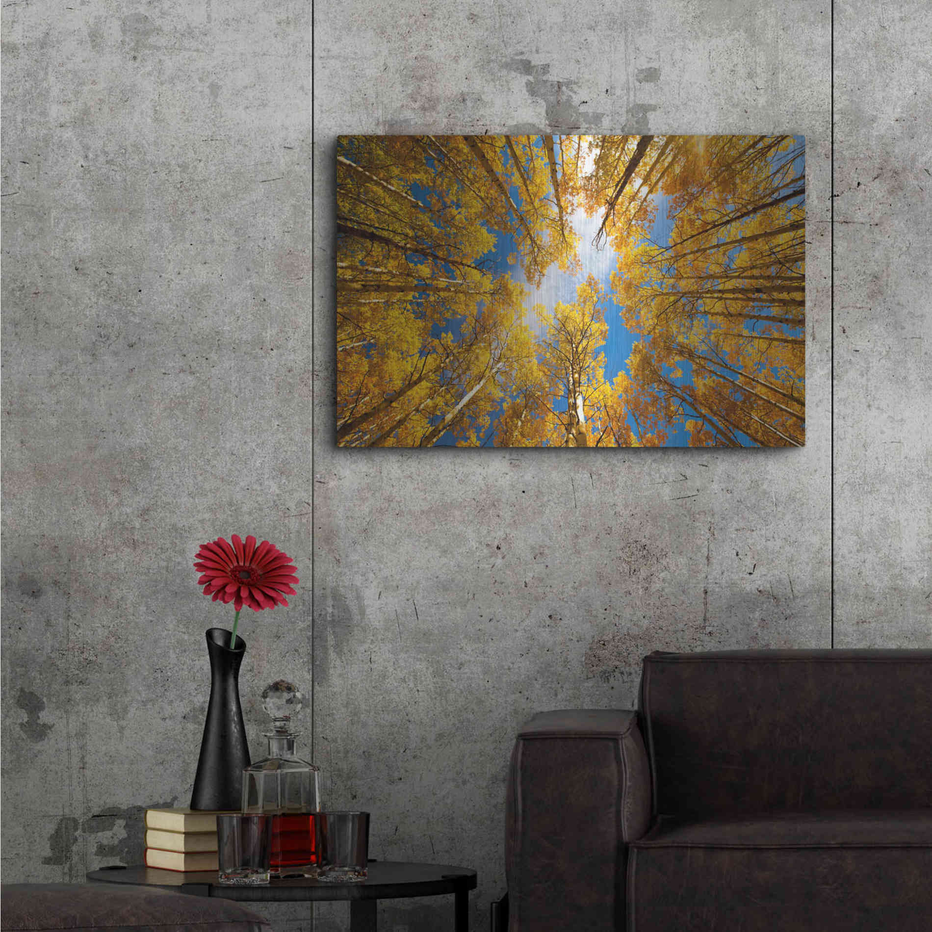 Luxe Metal Art 'Towering Aspens' by Darren White, Metal Wall Art,36x24