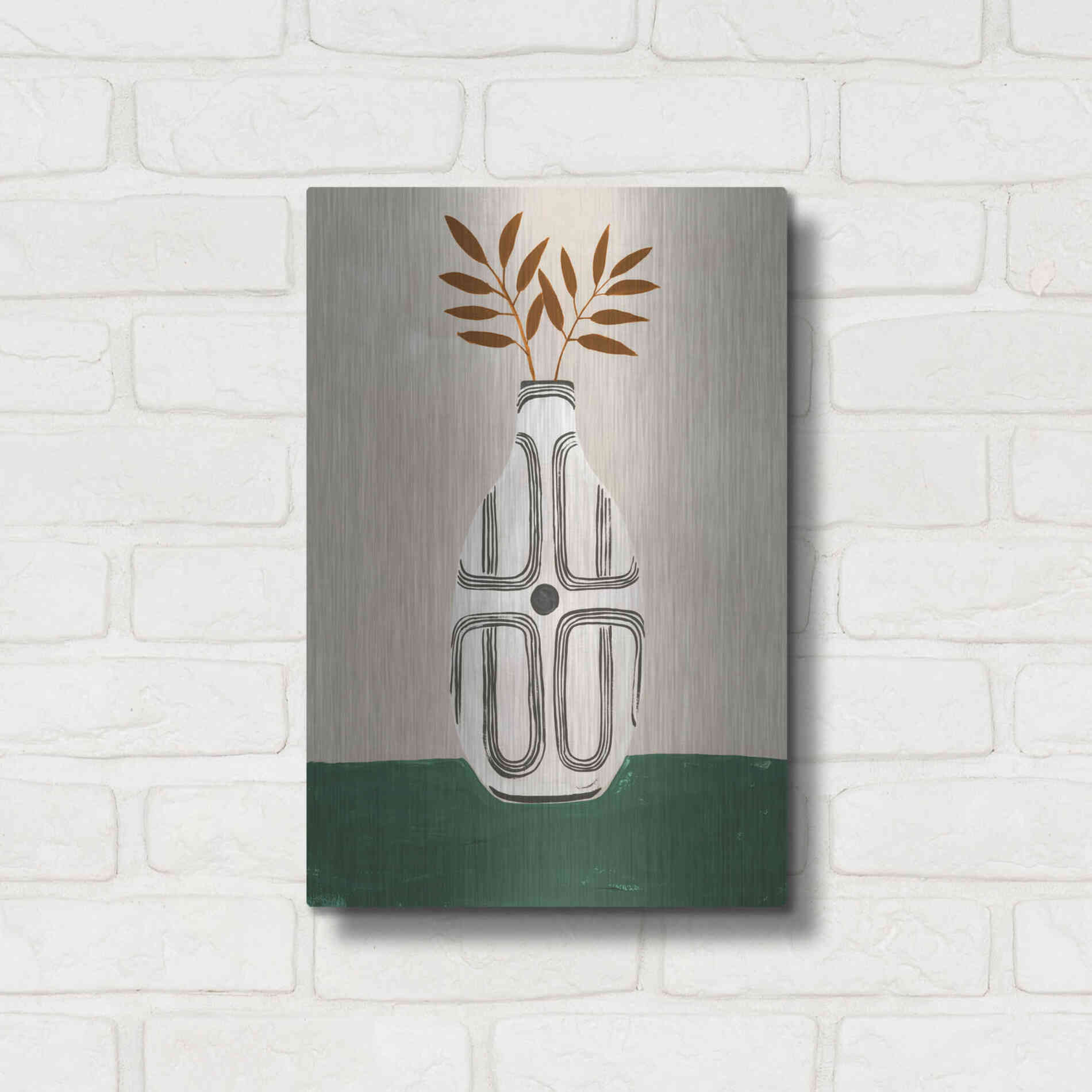 Luxe Metal Art 'Emile Vase' by Megan Galante, Metal Wall Art,12x16