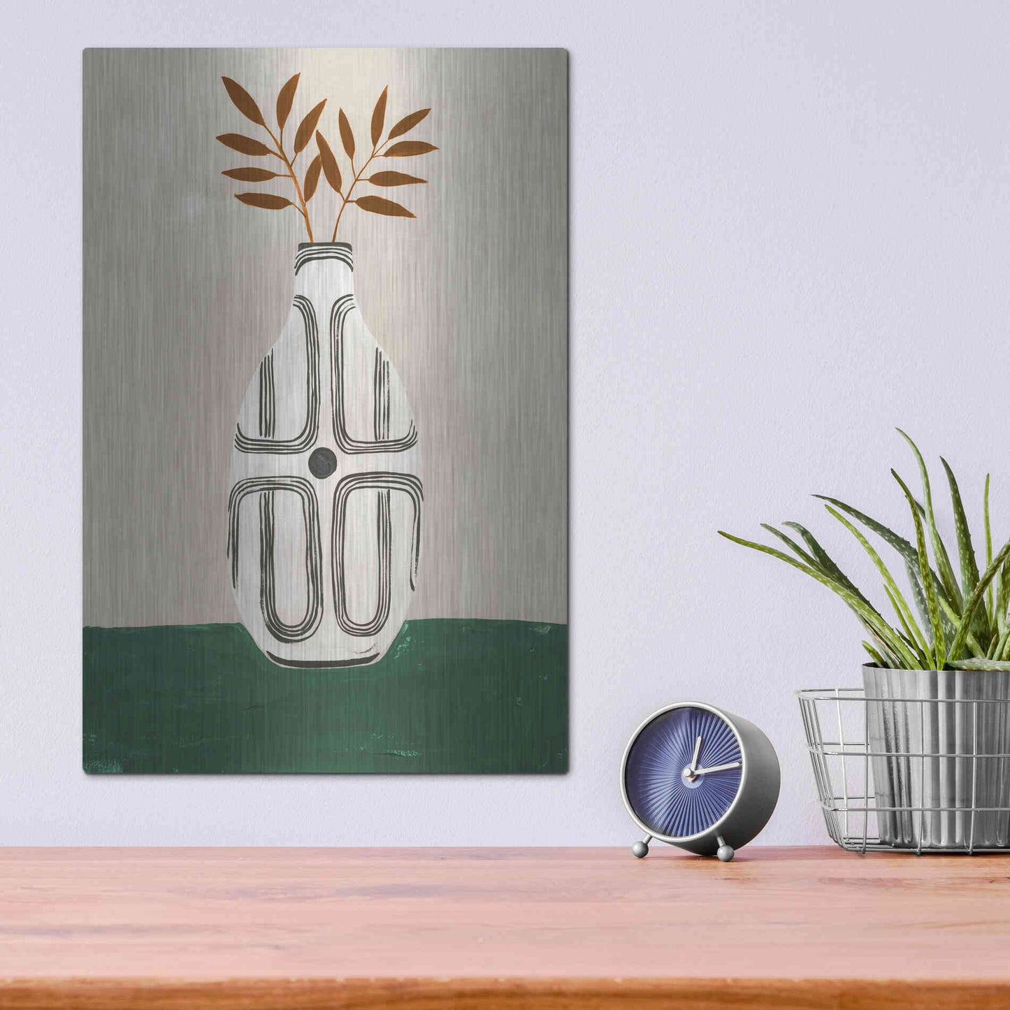 Luxe Metal Art 'Emile Vase' by Megan Galante, Metal Wall Art,12x16