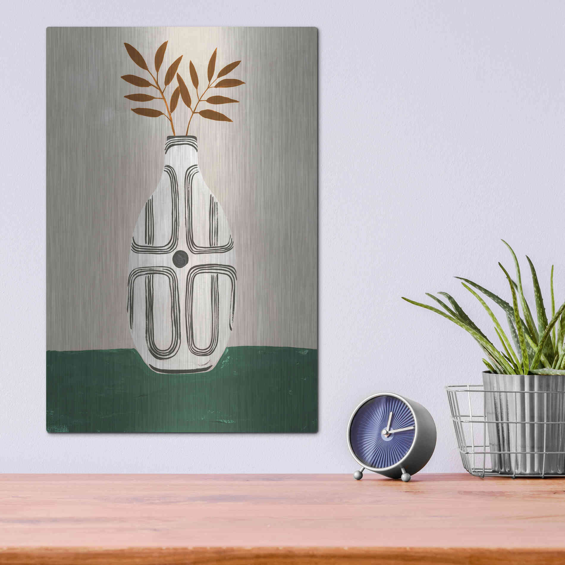Luxe Metal Art 'Emile Vase' by Megan Galante, Metal Wall Art,12x16