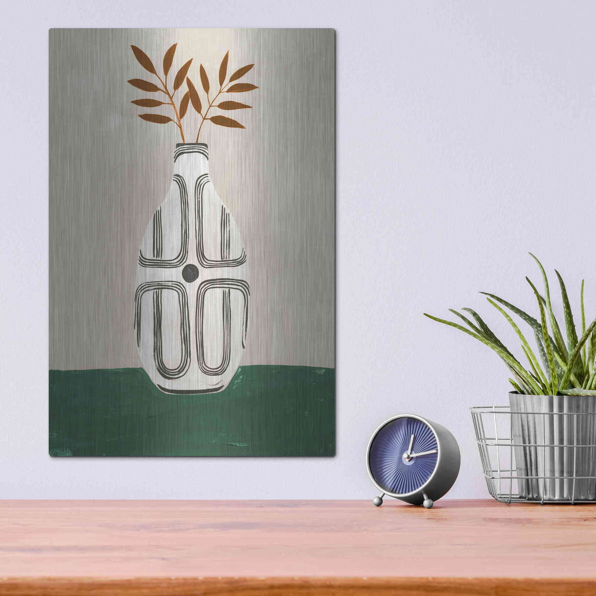 Luxe Metal Art 'Emile Vase' by Megan Galante, Metal Wall Art,12x16