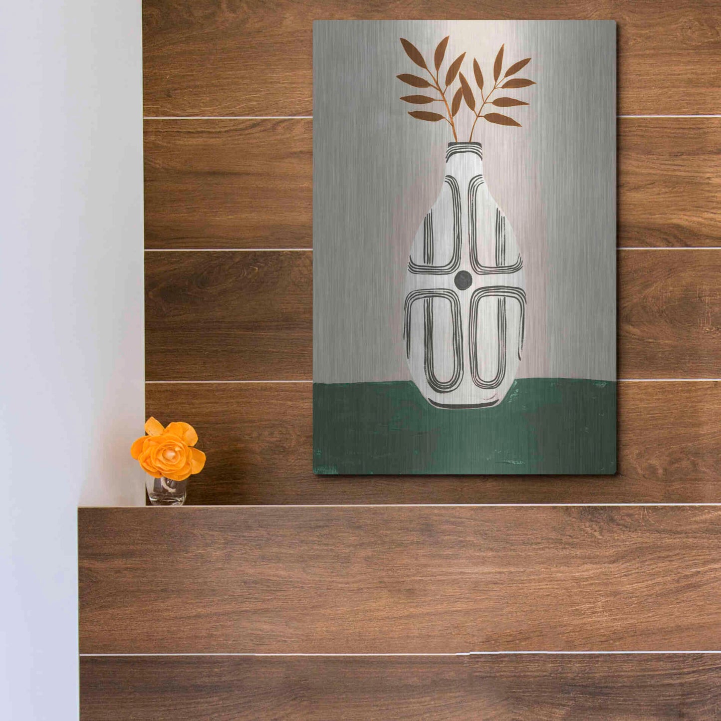 Luxe Metal Art 'Emile Vase' by Megan Galante, Metal Wall Art,12x16