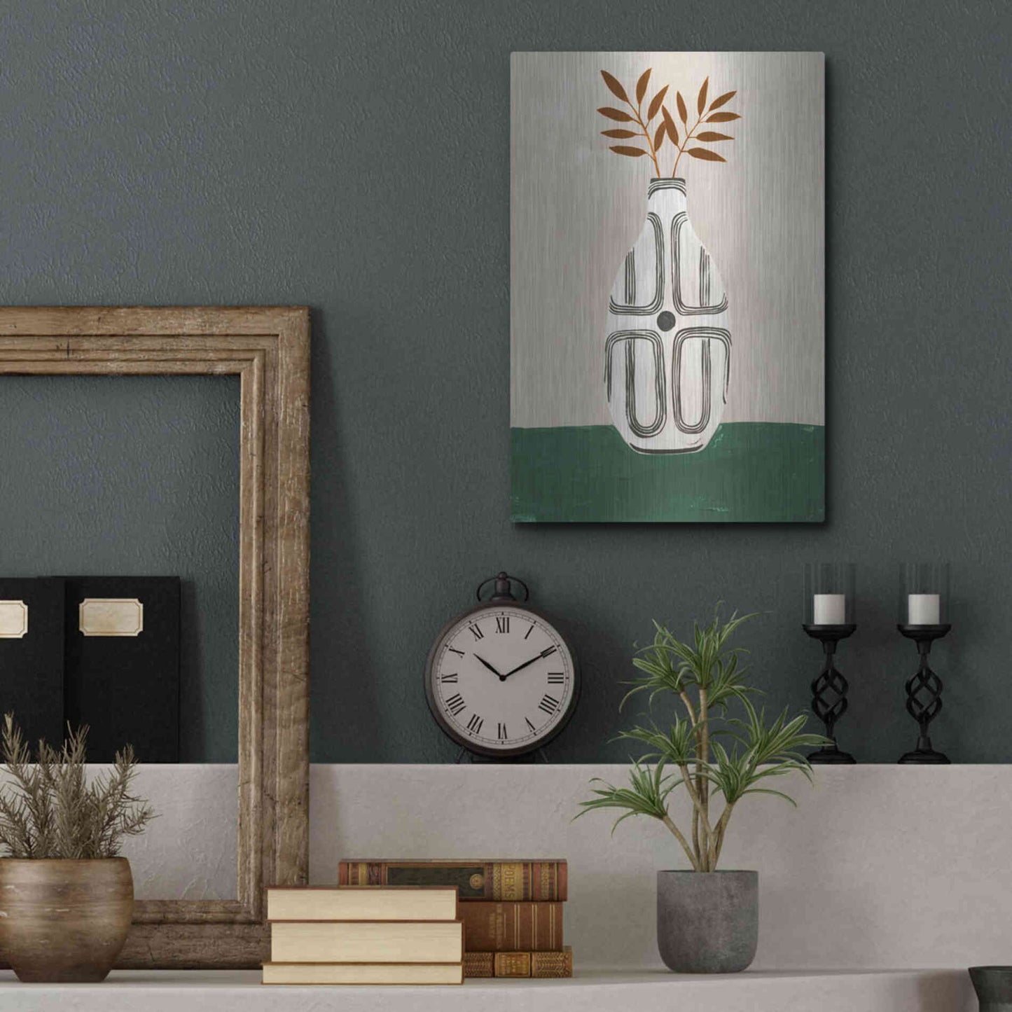 Luxe Metal Art 'Emile Vase' by Megan Galante, Metal Wall Art,12x16