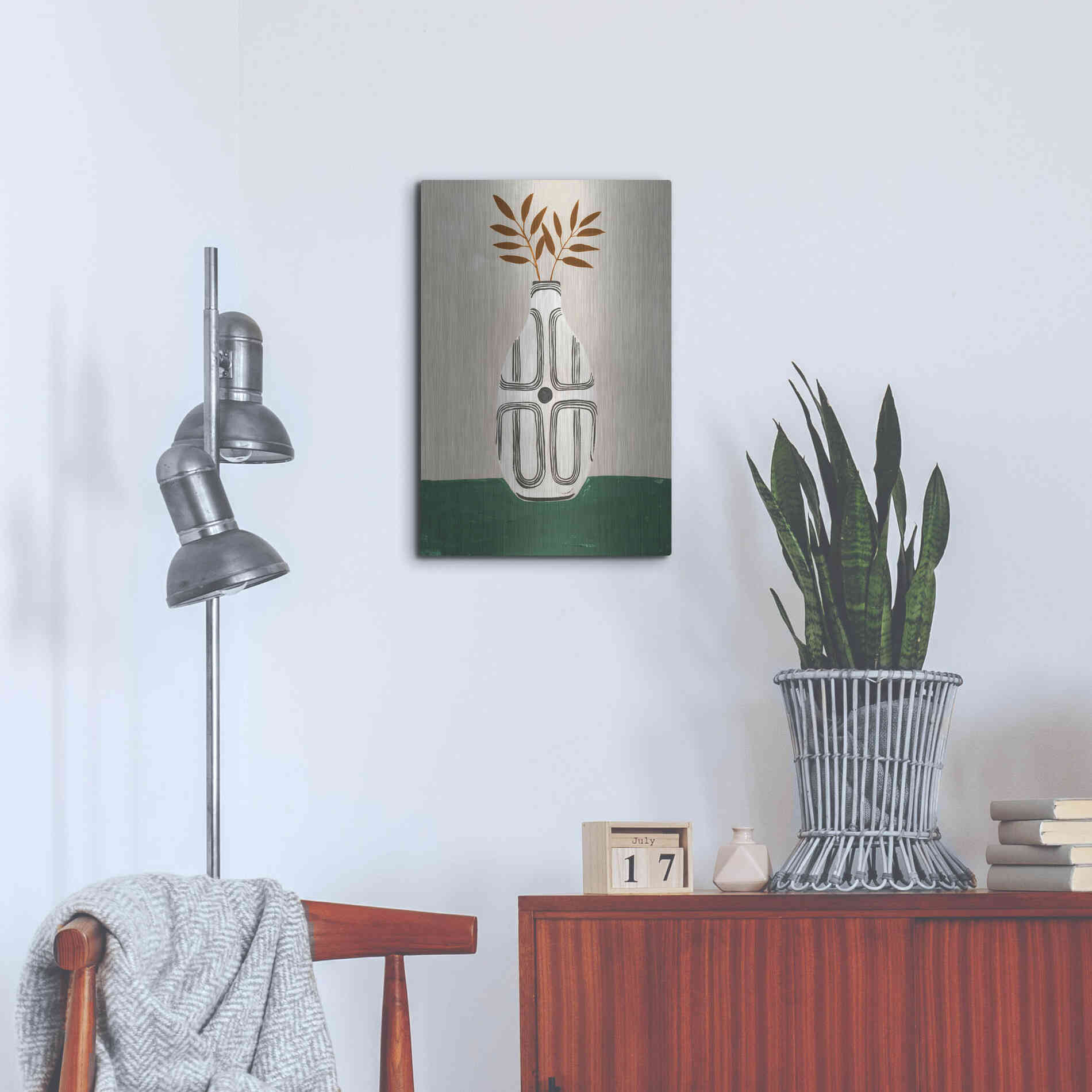 Luxe Metal Art 'Emile Vase' by Megan Galante, Metal Wall Art,16x24