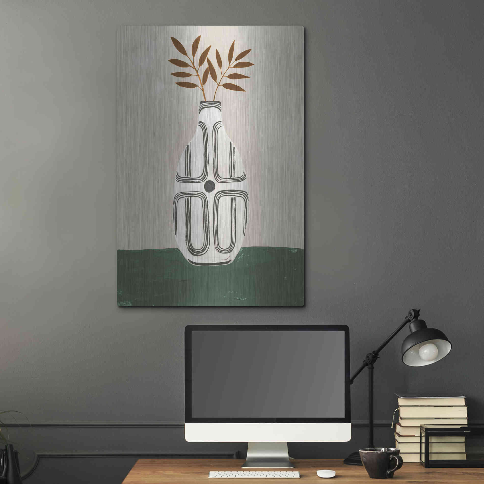 Luxe Metal Art 'Emile Vase' by Megan Galante, Metal Wall Art,24x36