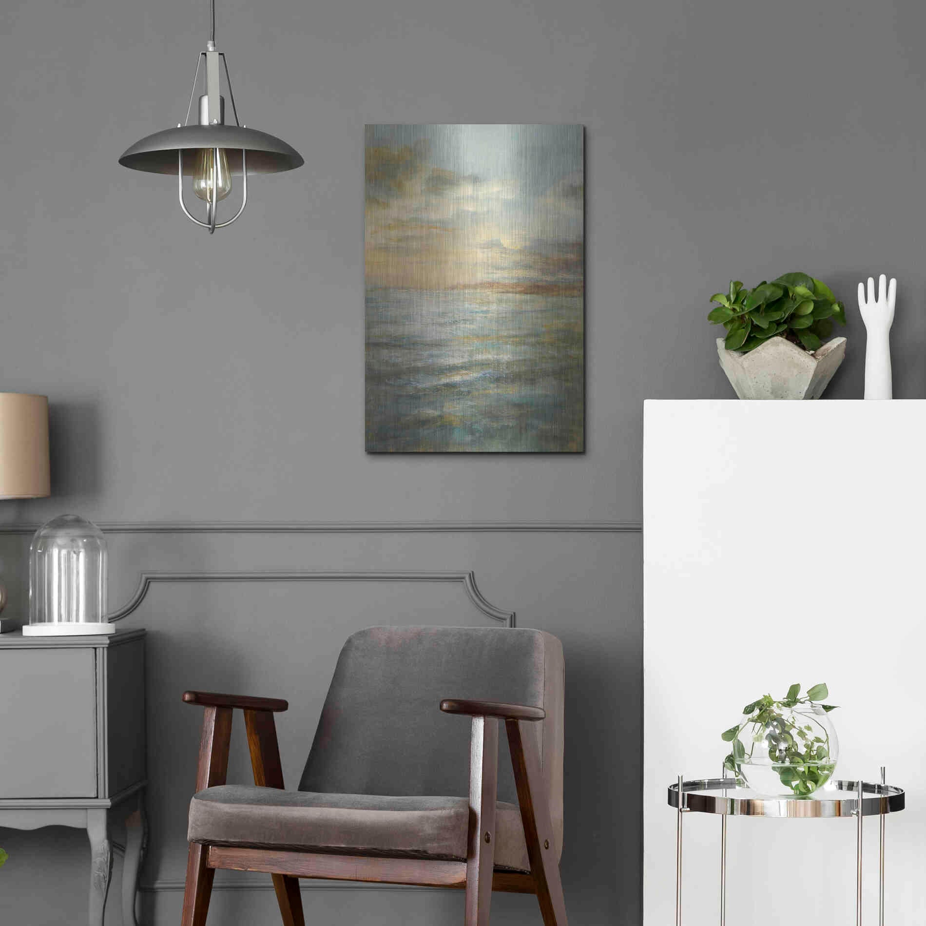 Luxe Metal Art 'Serene Sea III' by Danhui Nai, Metal Wall Art,16x24