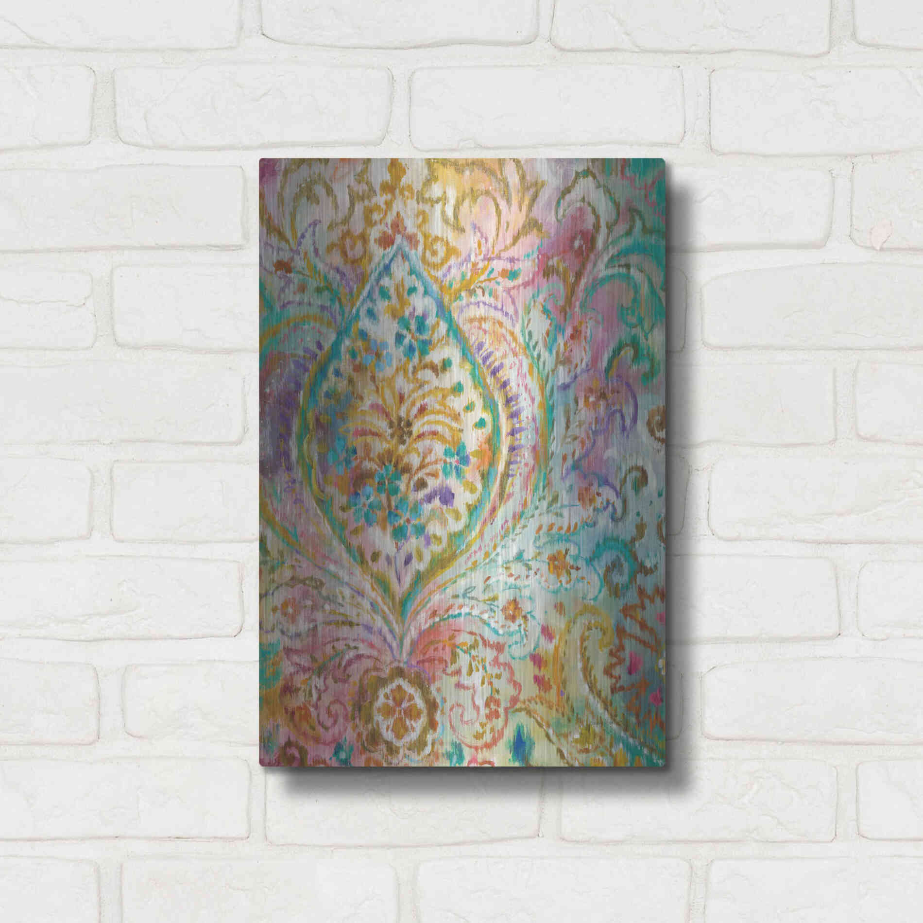Luxe Metal Art 'Boho Paisley II' by Danhui Nai, Metal Wall Art,12x16