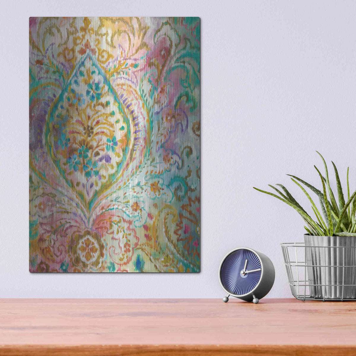 Luxe Metal Art 'Boho Paisley II' by Danhui Nai, Metal Wall Art,12x16