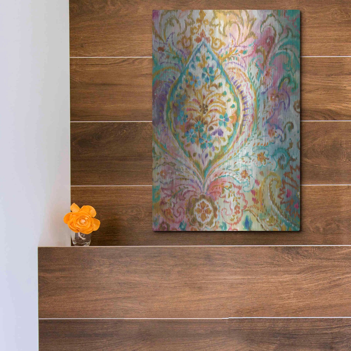 Luxe Metal Art 'Boho Paisley II' by Danhui Nai, Metal Wall Art,12x16