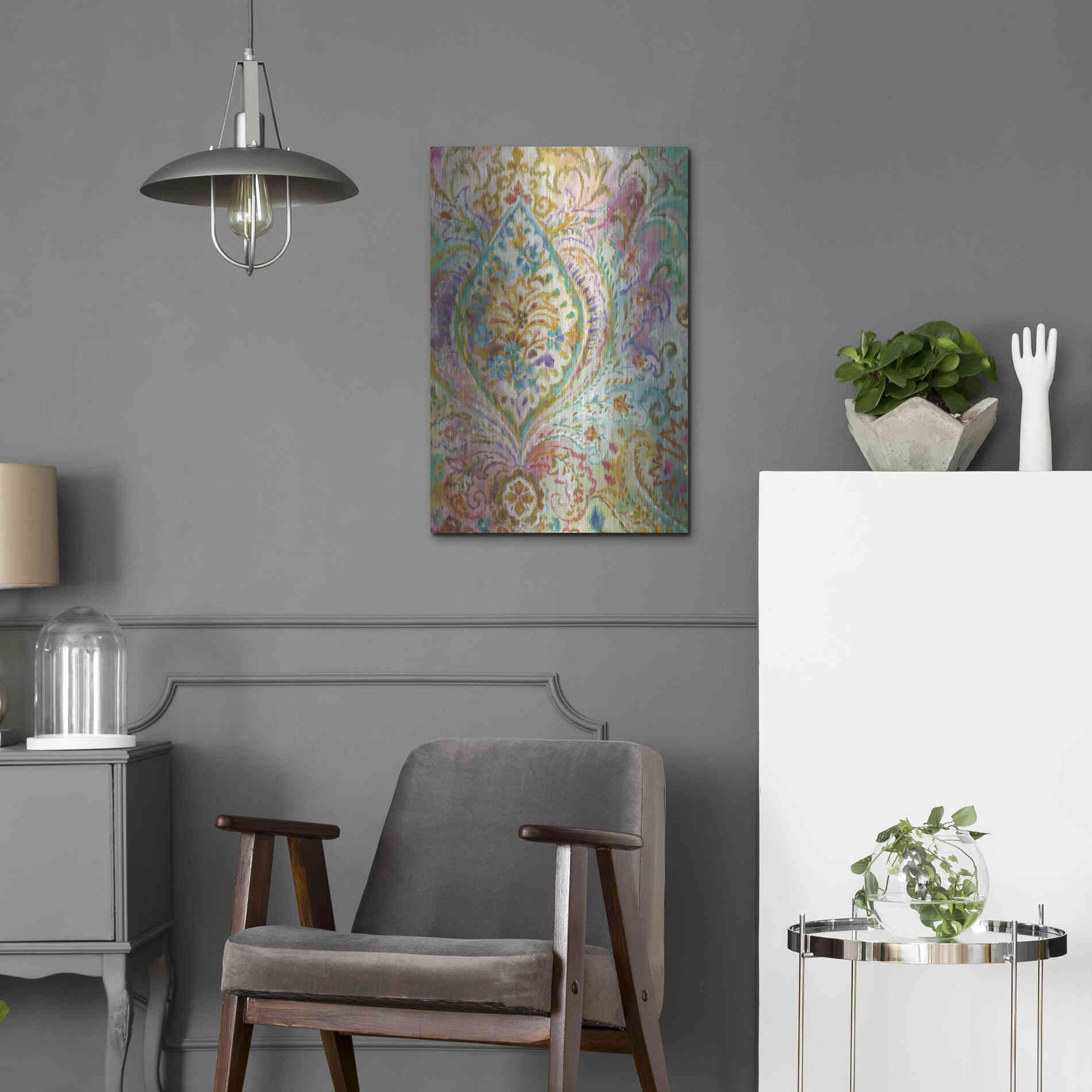 Luxe Metal Art 'Boho Paisley II' by Danhui Nai, Metal Wall Art,16x24