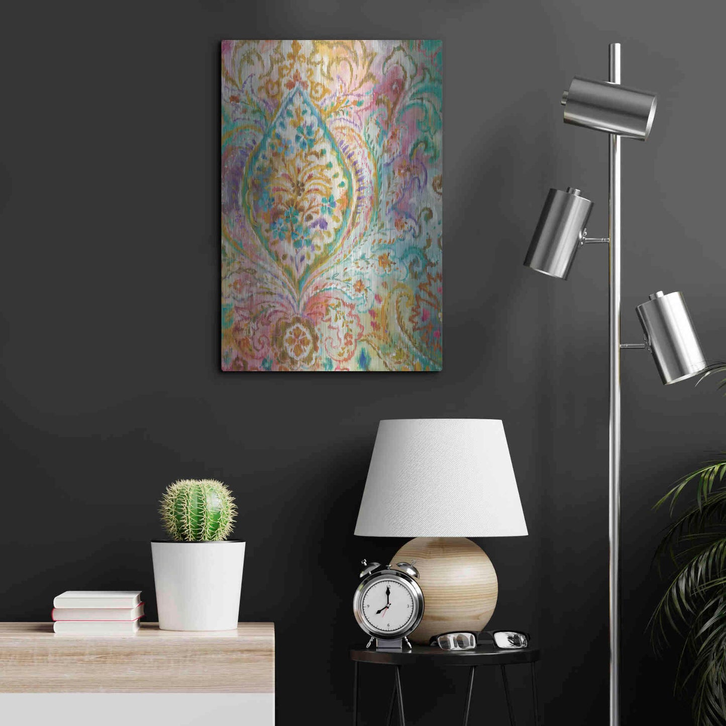 Luxe Metal Art 'Boho Paisley II' by Danhui Nai, Metal Wall Art,16x24