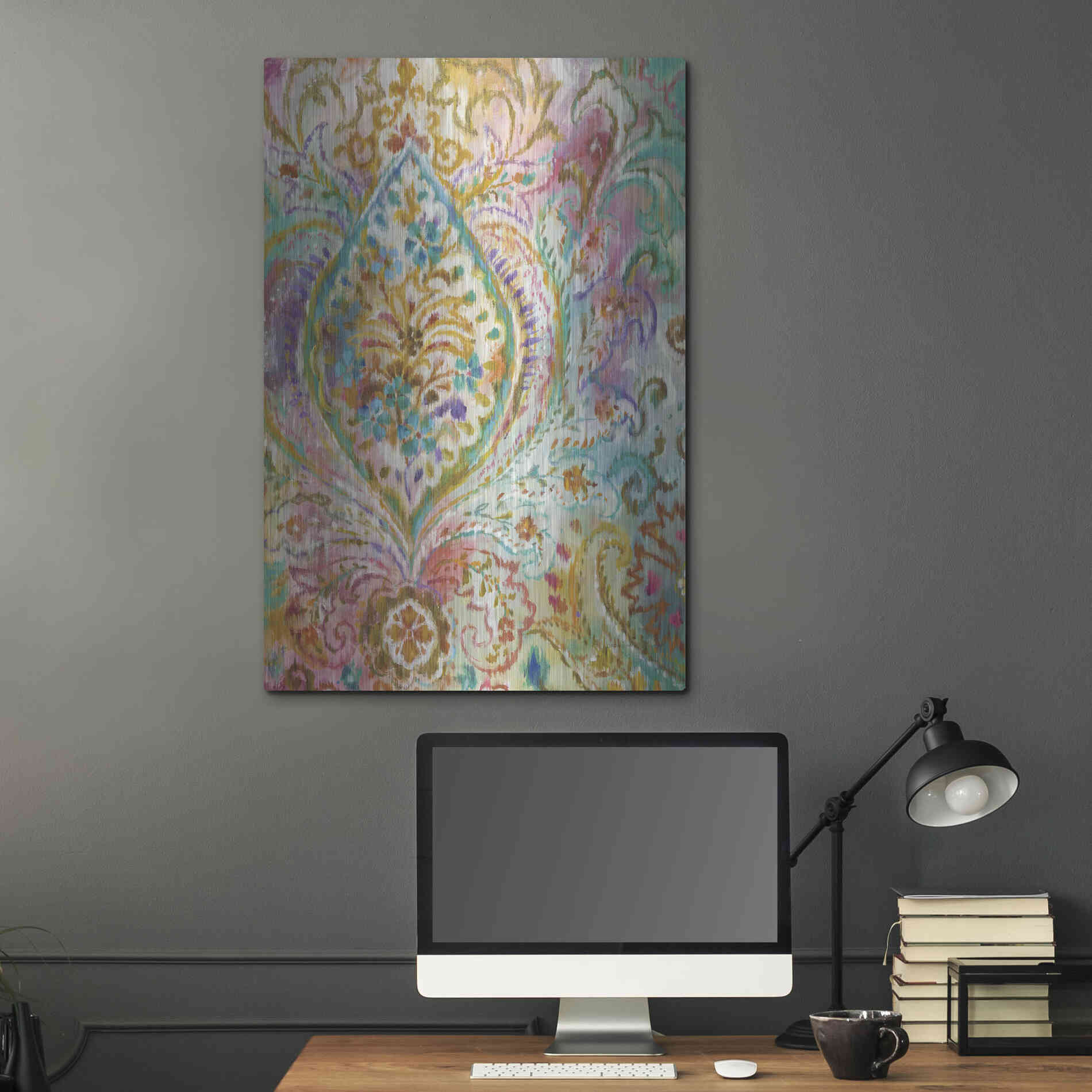 Luxe Metal Art 'Boho Paisley II' by Danhui Nai, Metal Wall Art,24x36