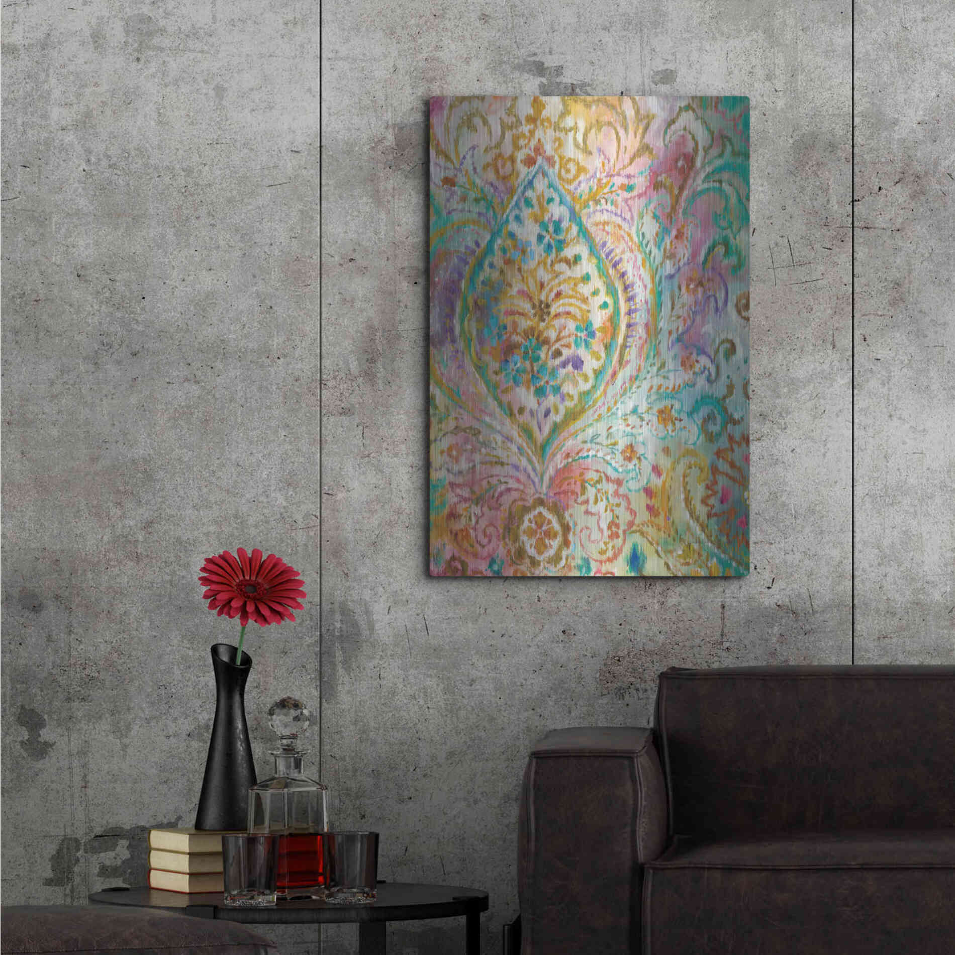 Luxe Metal Art 'Boho Paisley II' by Danhui Nai, Metal Wall Art,24x36