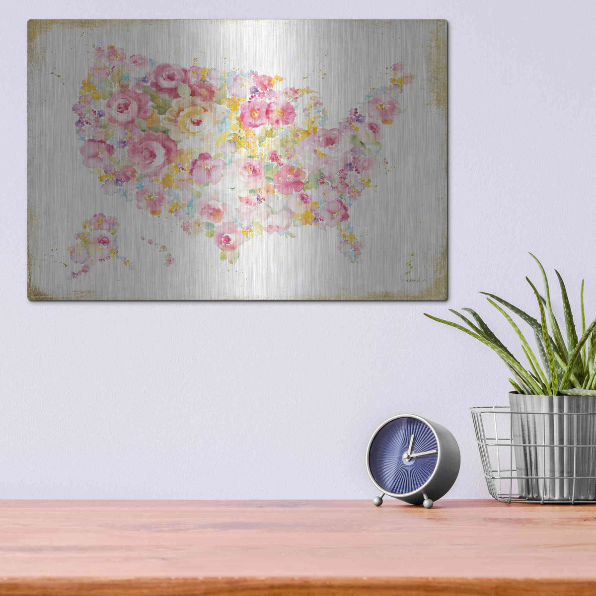 Luxe Metal Art 'Midsummer USA' by Danhui Nai, Metal Wall Art,16x12